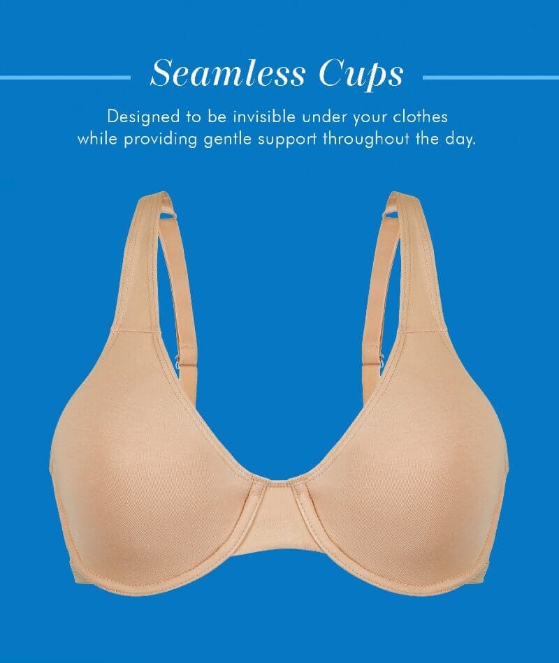 Bestform Unlined Cotton Stretch T-Shirt Bra with Underwire 2 Pack - Sand/White - Image 11