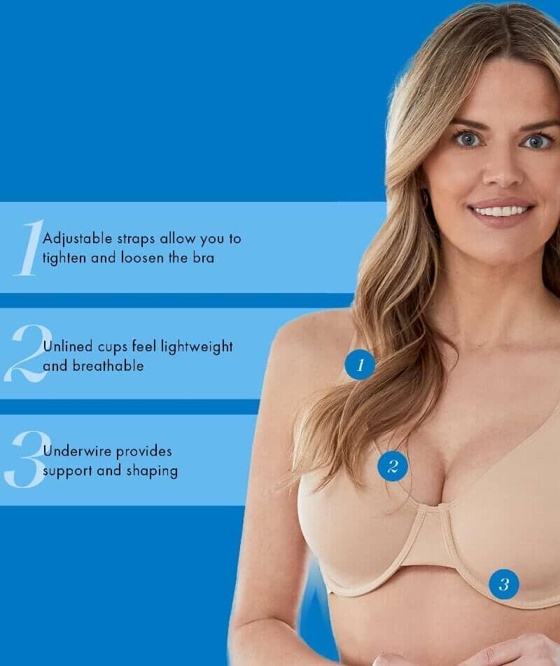 Bestform Unlined Cotton Stretch T-Shirt Bra with Underwire 2 Pack - Sand/White - Image 8
