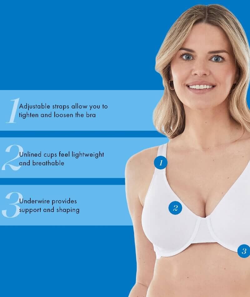 Bestform Unlined Cotton Stretch T-Shirt Bra with Underwire - White - Image 4