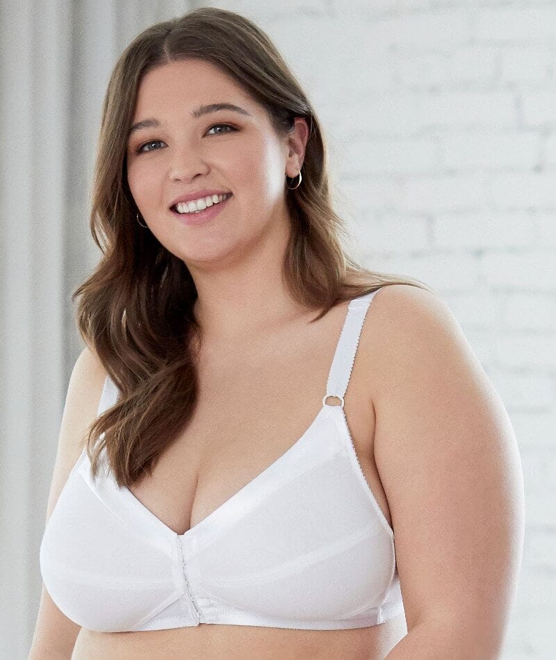 Bestform Unlined Wire-Free Cotton Bra With Front Closure - White - Image 2