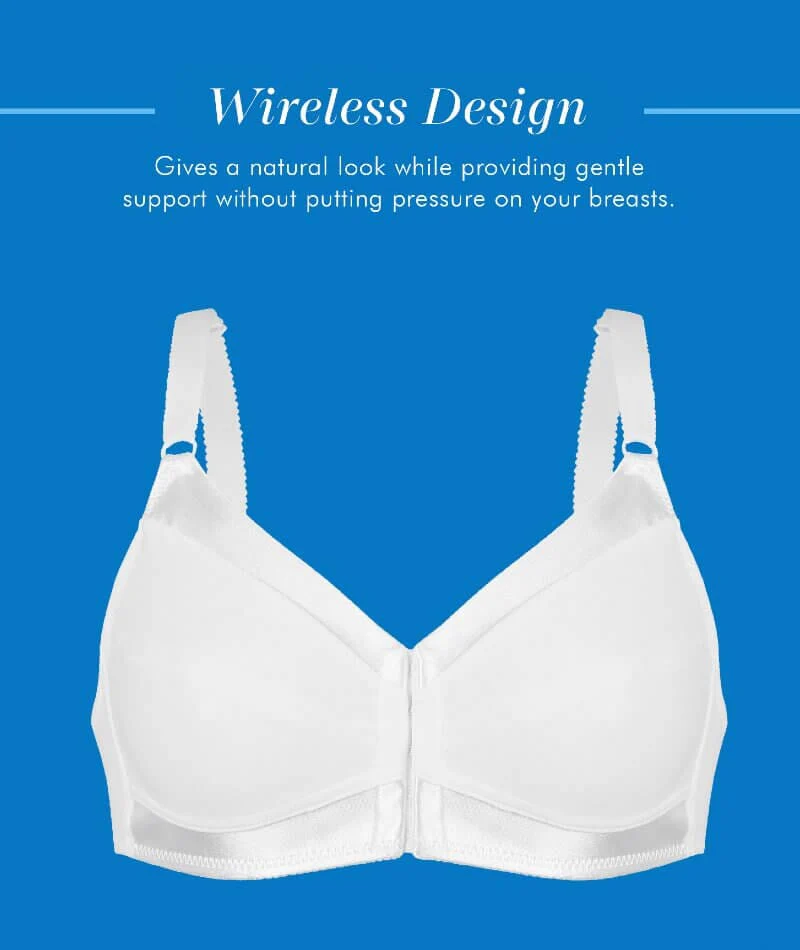 Bestform Unlined Wire-Free Cotton Bra With Front Closure - White - Image 6