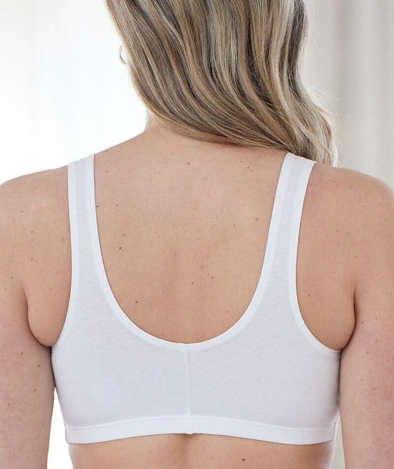 Bestform Unlined Wire-free Cotton Stretch Sports Bra with Front Closure 2 Pack - White - Image 4