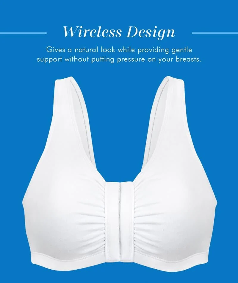 Bestform Unlined Wire-free Cotton Stretch Sports Bra with Front Closure 2 Pack - White - Image 7