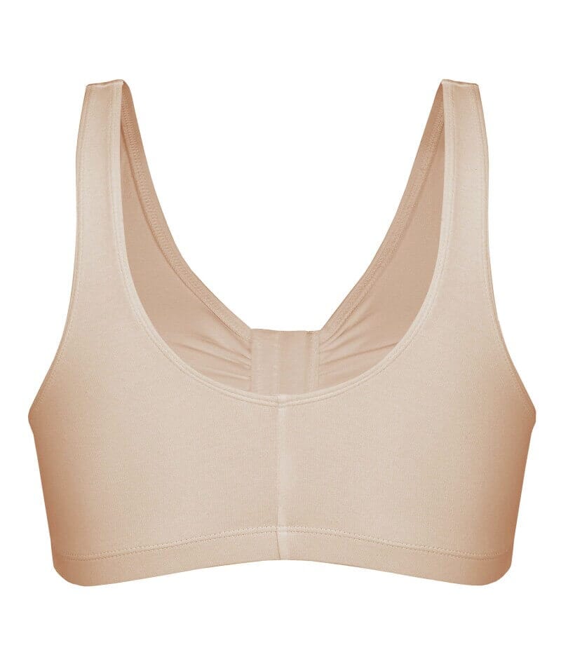 Bestform Unlined Wire-Free Cotton Stretch Sports Bra With Front Closure - Nude - Image 5
