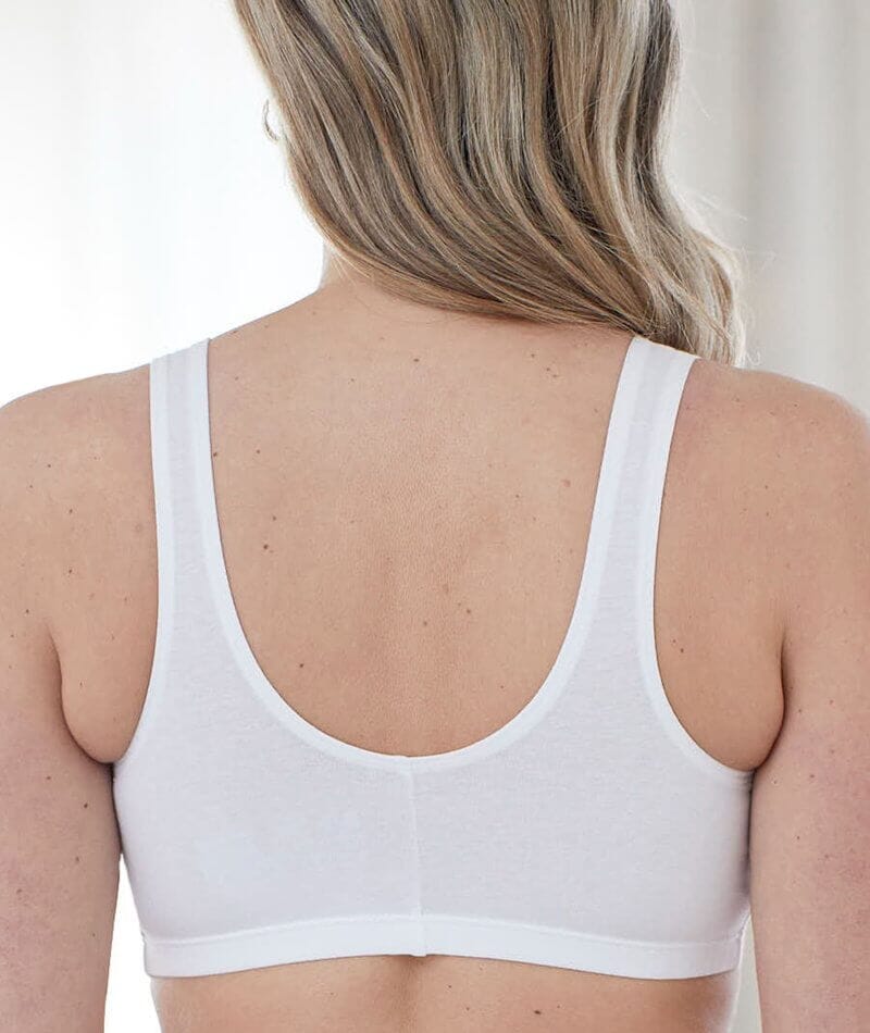 Bestform Unlined Wire-Free Cotton Stretch Sports Bra With Front Closure - White - Image 3