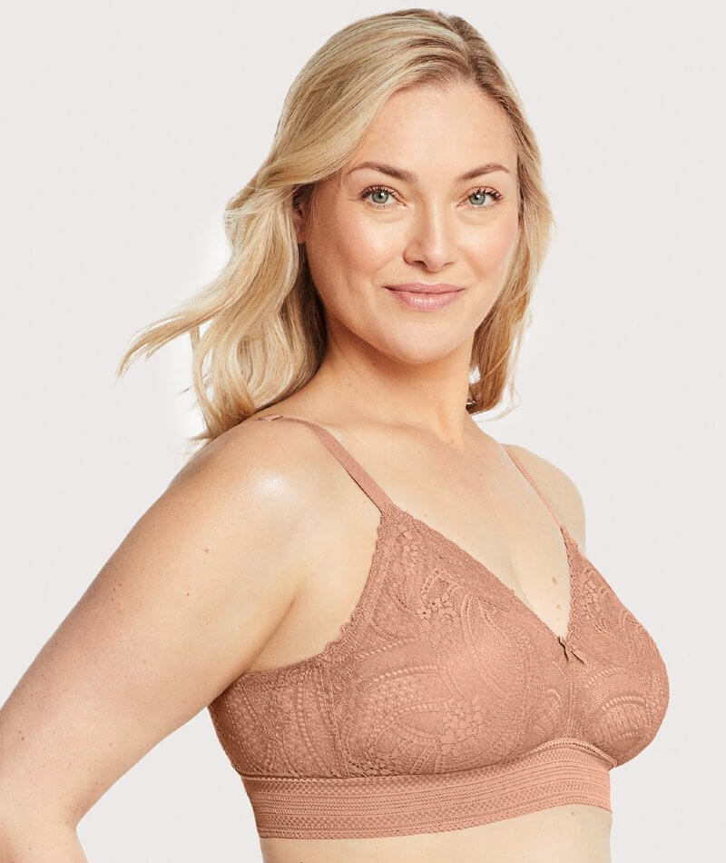 Glamorise Bramour Gramercy Luxe Lace Wire-Free Bralette - Cappuccino - Image 3