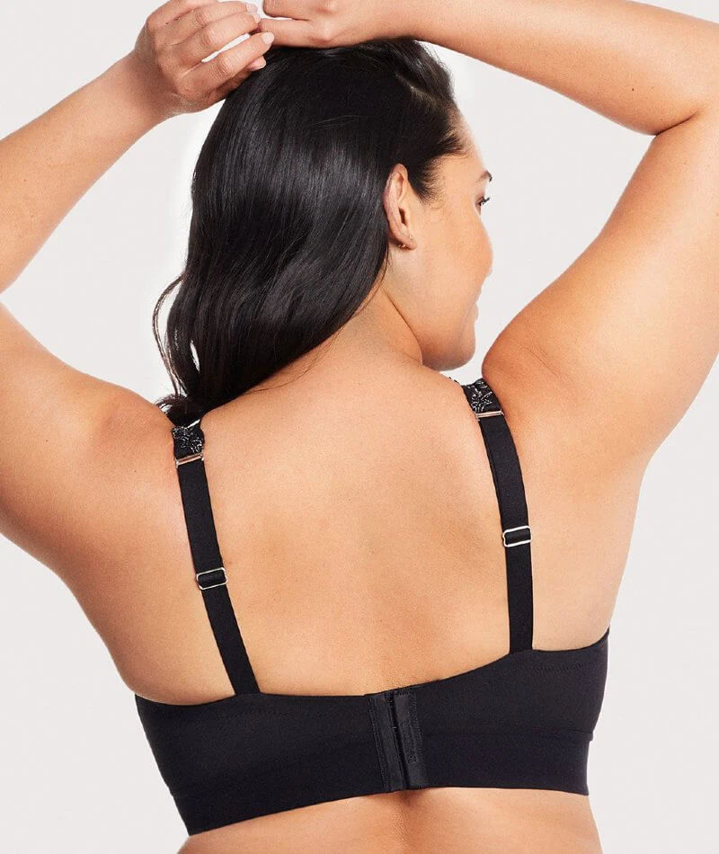 Glamorise Bramour Lexington Lace Plunge Wire-Free Bralette - Black - Image 2