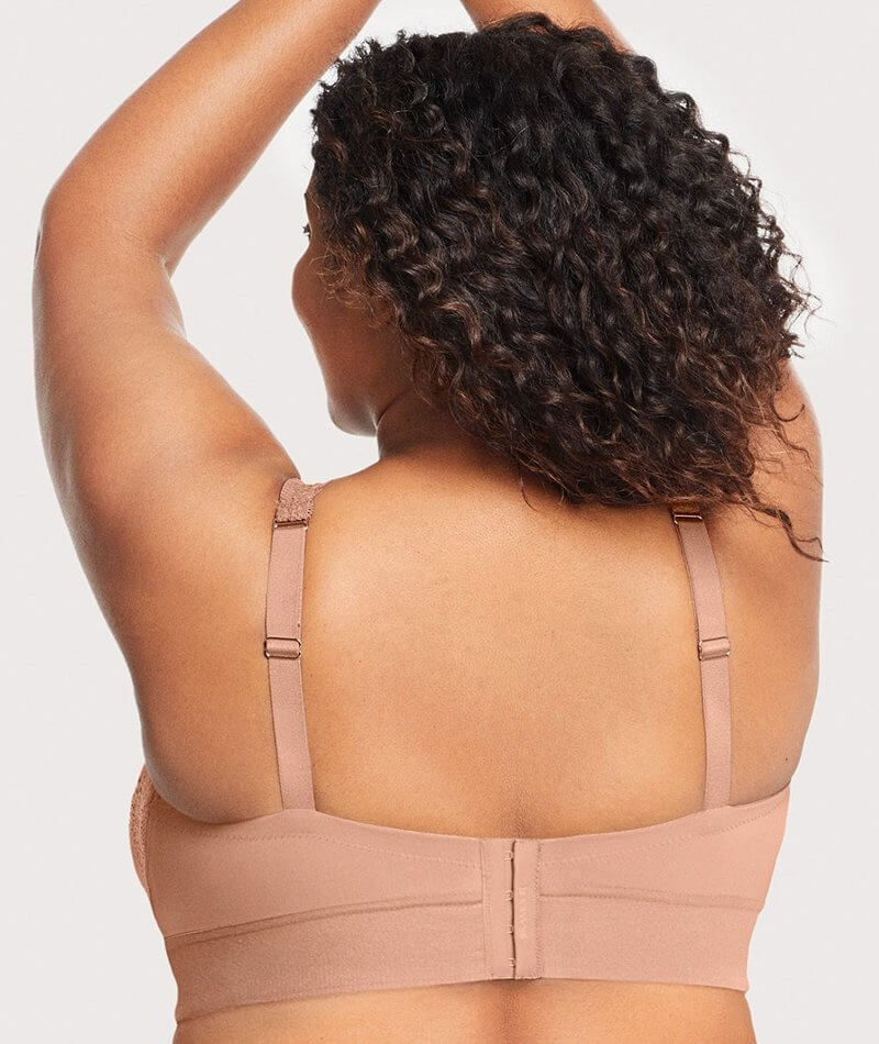 Glamorise Bramour Lexington Lace Plunge Wire-Free  Bralette - Cappuccino - Image 2