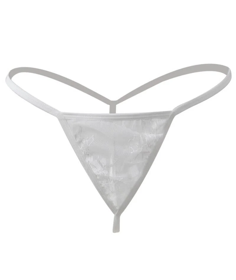 Curvy All Over Lace Long Sleeve Short Robe Sleepwear with Thong - White - Image 3