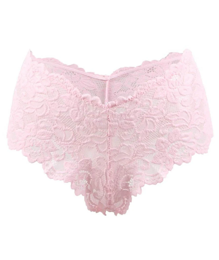 Curvy Floral Lace Brief - Pink - Image 3