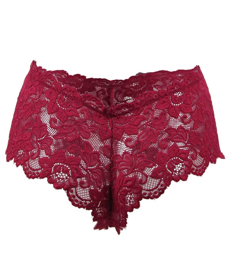 Curvy Floral Lace Brief - Red - Image 5