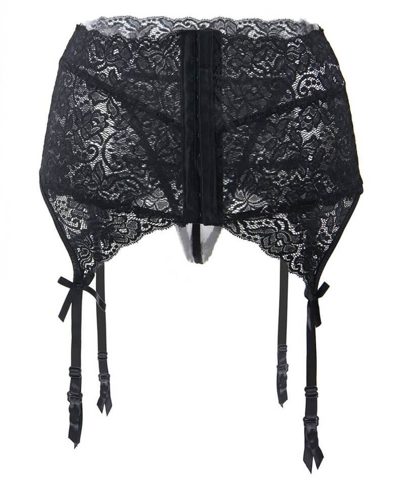 Curvy Lace Suspender with G-String - Black - Image 6