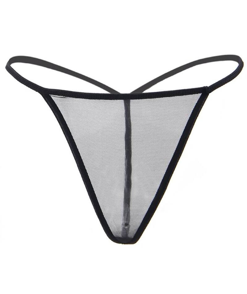 Curvy Lace Suspender with G-String - Black - Image 7