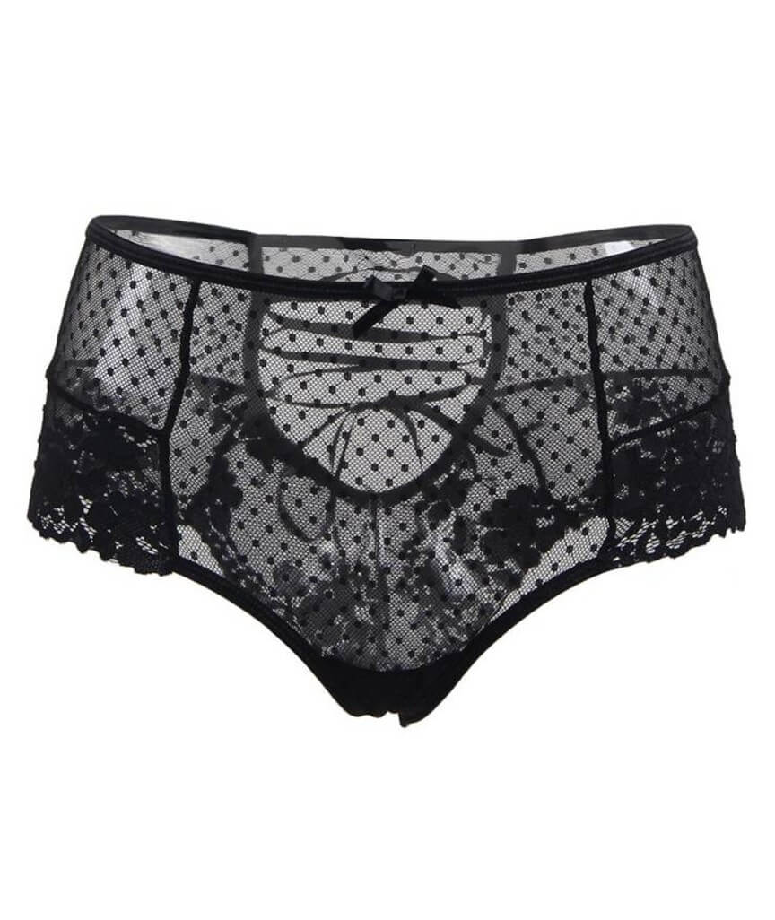 Curvy High Waist Lace Strappy Brief - Black - Image 6