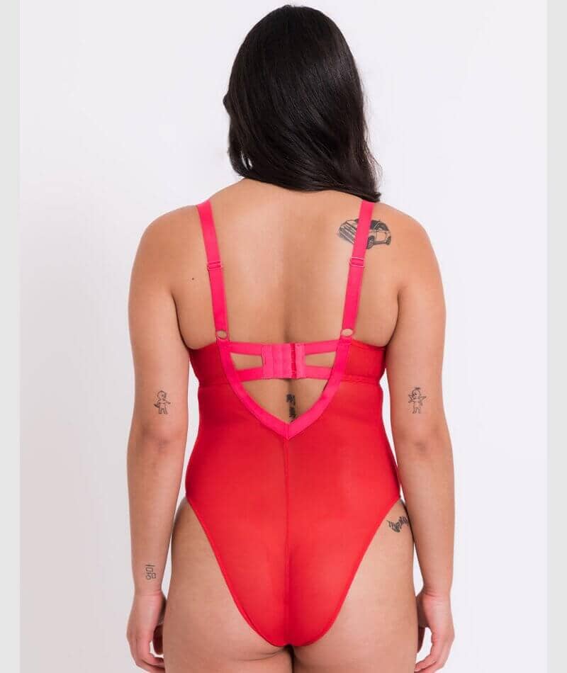 Curvy Kate Elementary Plunge Bodysuit - Red/Pink - Image 2