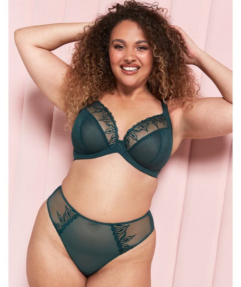 Curvy Kate Flare Full Plunge Side Support Multiway Bra - Emerald Sparkle - Image 4
