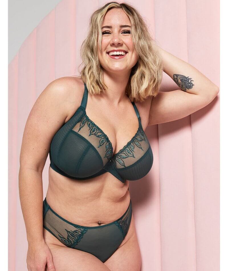 Curvy Kate Flare Full Plunge Side Support Multiway Bra - Emerald Sparkle - Image 6