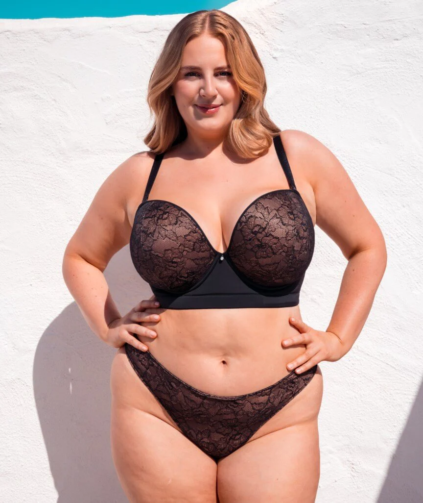 Curvy Kate Hey Girls Thong - Black/Latte - Image 10