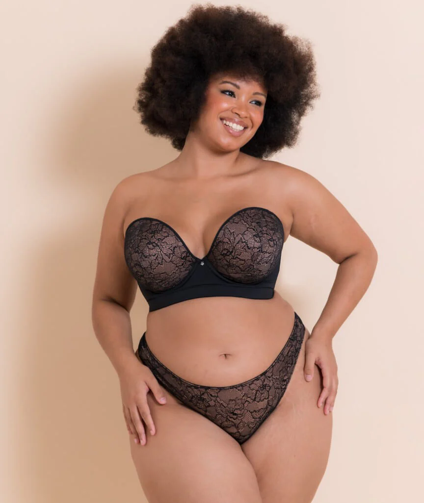 Curvy Kate Hey Girls Thong - Black/Latte - Image 4