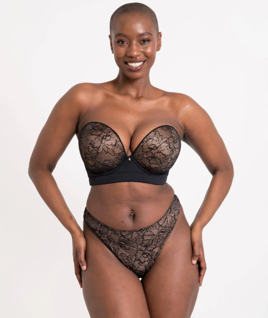 Curvy Kate Hey Girls Thong - Black/Latte - Image 6