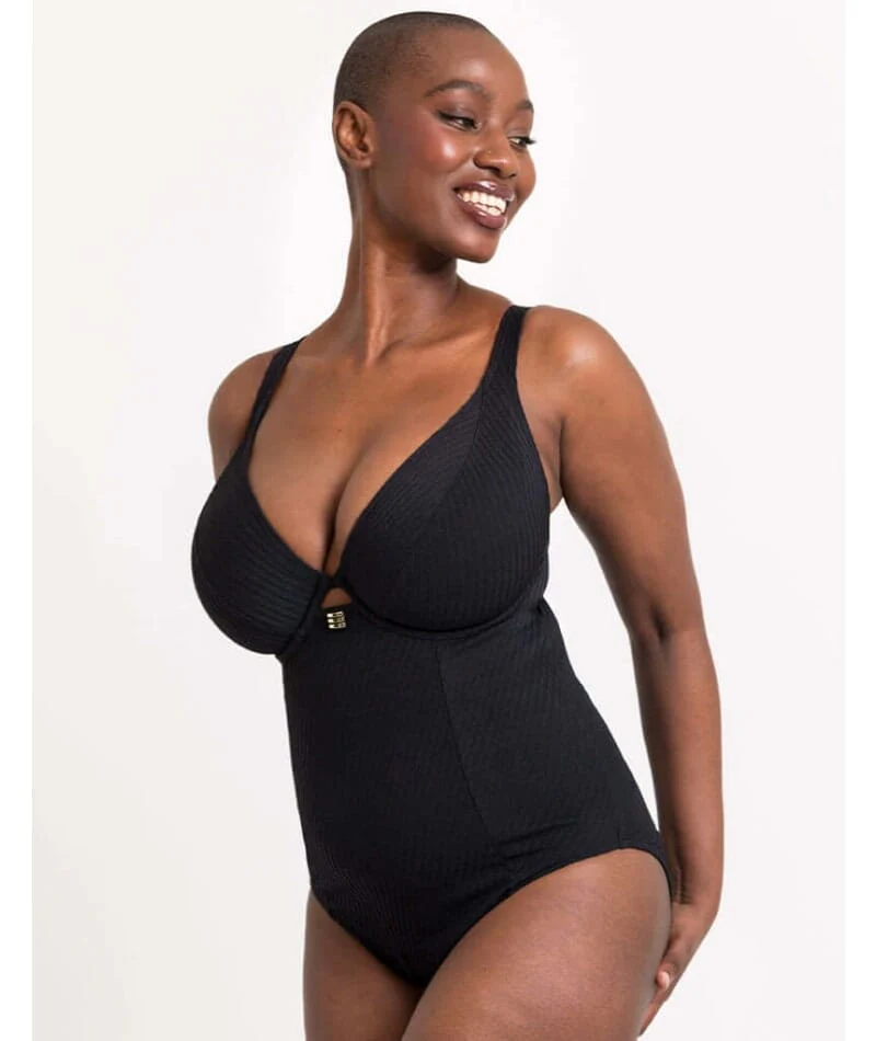 Curvy Kate Jet Set Multiway Plunge Swimsuit - Black - Image 8