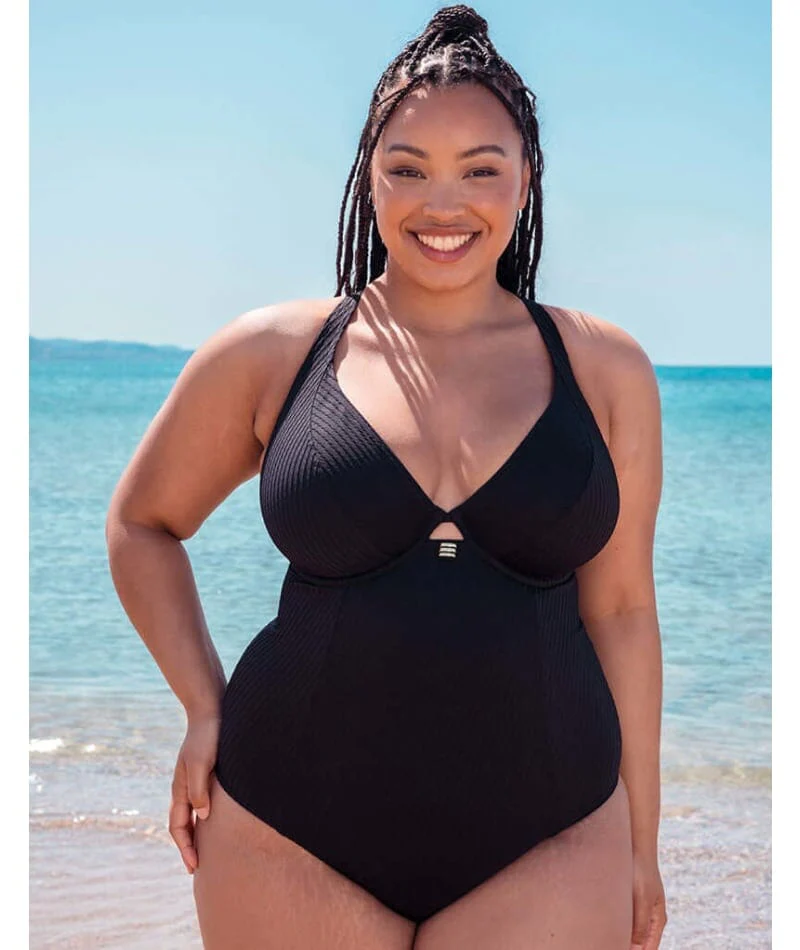 Curvy Kate Jet Set Multiway Plunge Swimsuit - Black - Image 9