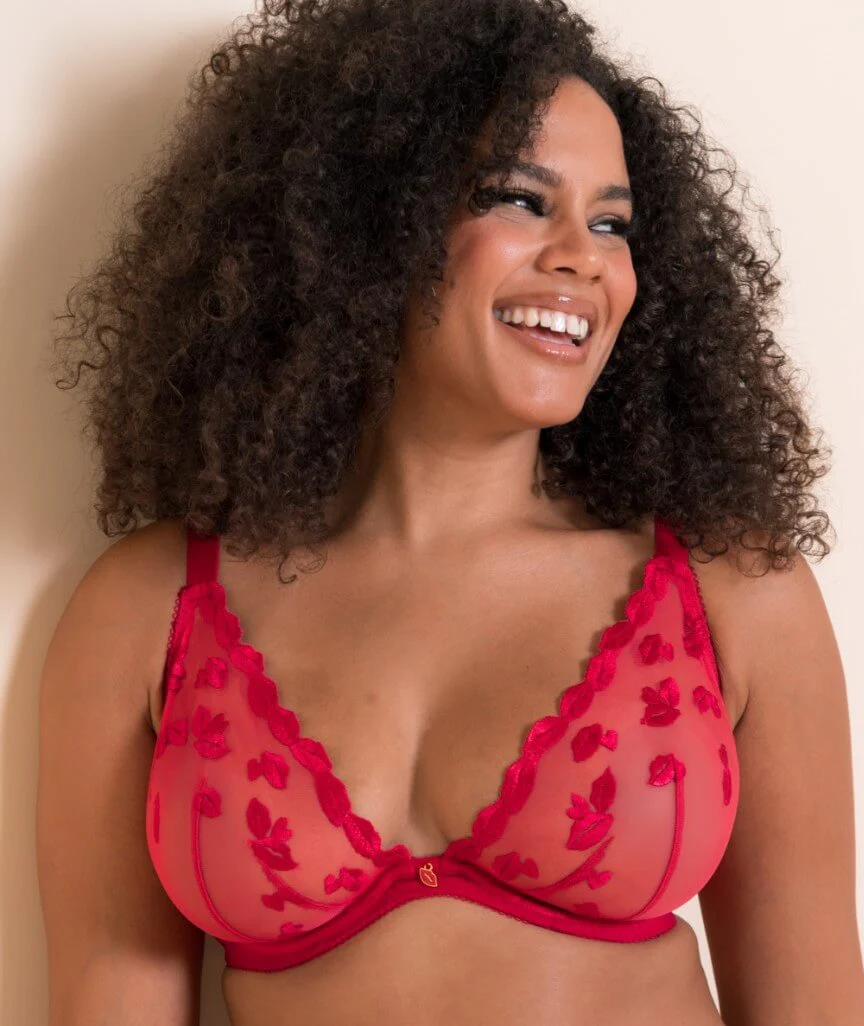 Curvy Kate Pucker Up Deep Plunge Bra - Lipstick Red - Image 2