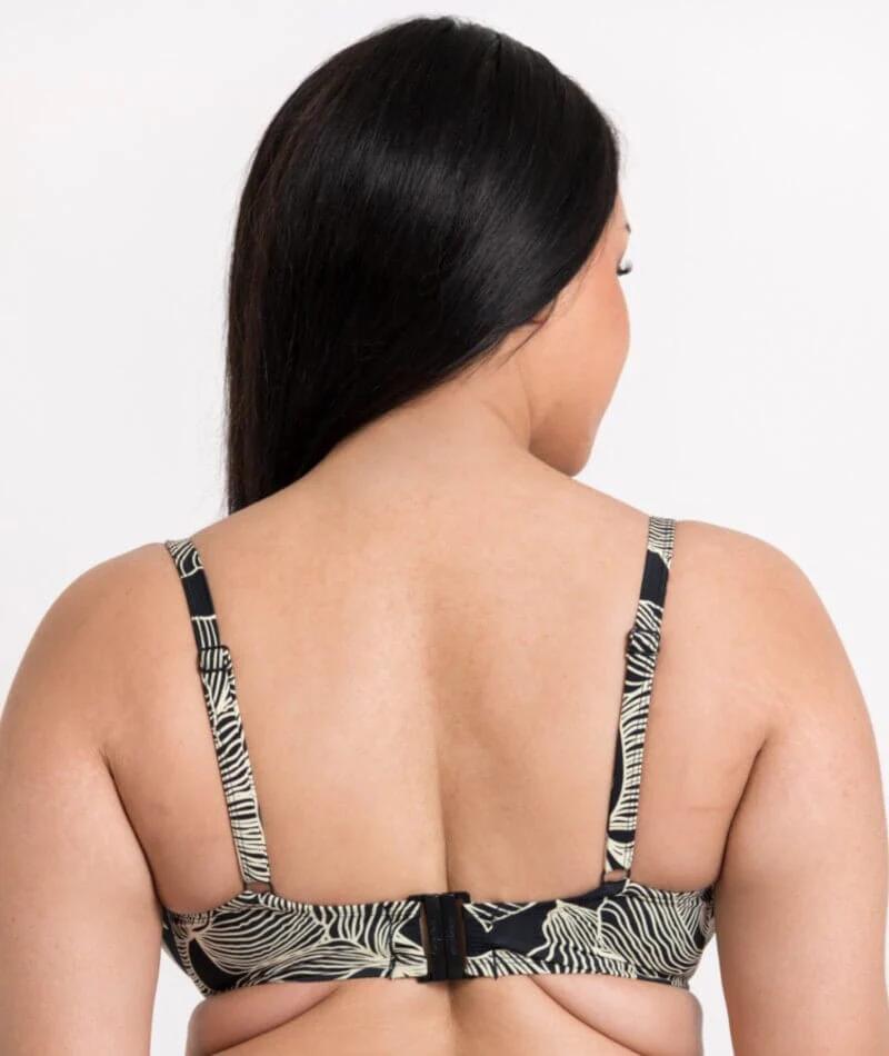 Curvy Kate Ripple Reef Balcony Bikini Top - Black Print - Image 2