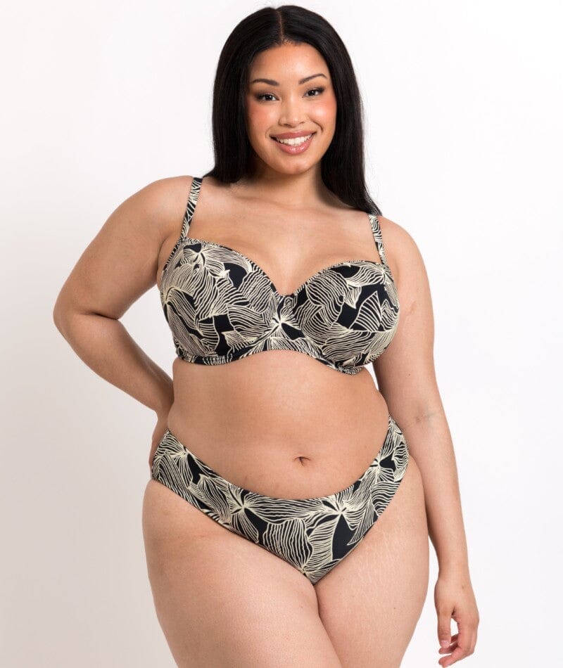 Curvy Kate Ripple Reef Balcony Bikini Top - Black Print - Image 7