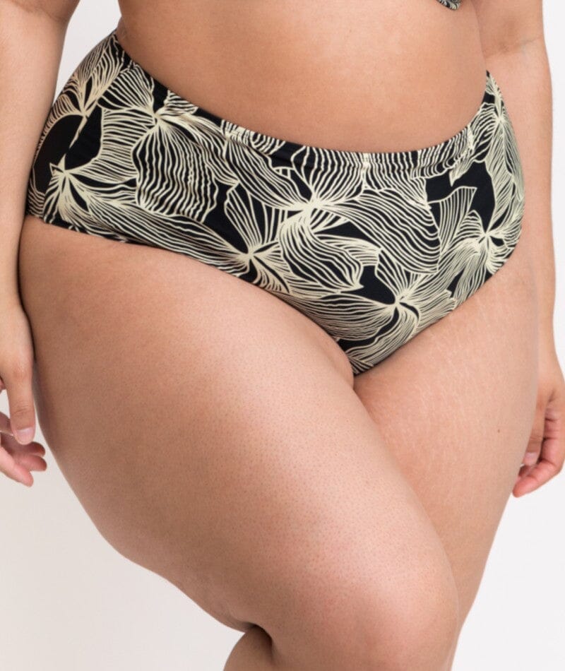 Curvy Kate Ripple Reef High Waist Bikini Brief - Black Print - Image 5