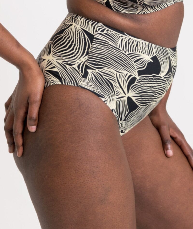 Curvy Kate Ripple Reef High Waist Bikini Brief - Black Print - Image 6