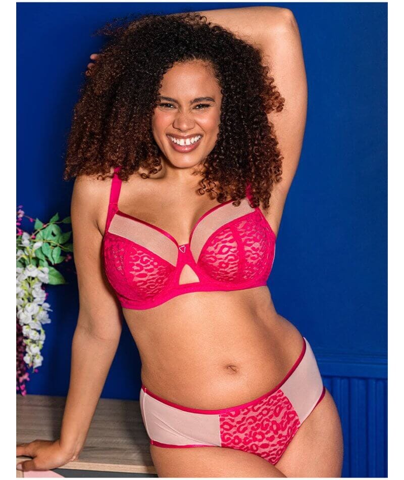 Curvy Kate Victory Wild Balcony Bra - Hot Pink/ Blush - Image 4