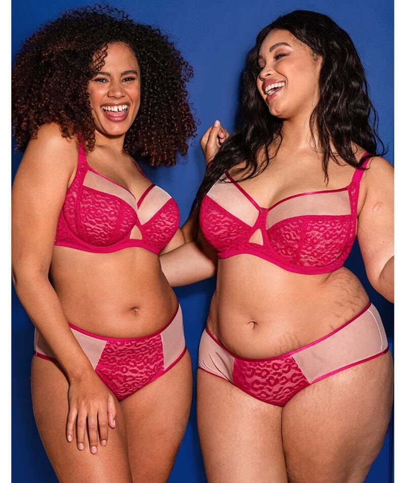 Curvy Kate Victory Wild Balcony Bra - Hot Pink/ Blush - Image 6