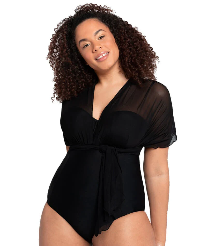 Curvy Kate Wrapsody Bandeau One Piece Swimsuit - Black - Image 3