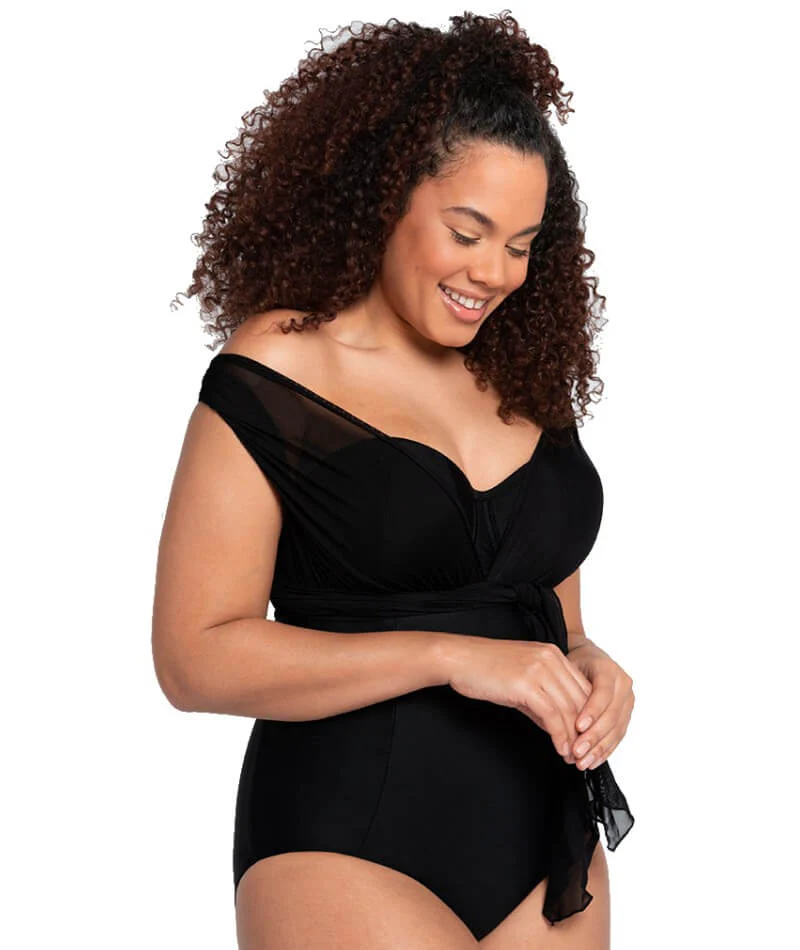 Curvy Kate Wrapsody Bandeau One Piece Swimsuit - Black - Image 4
