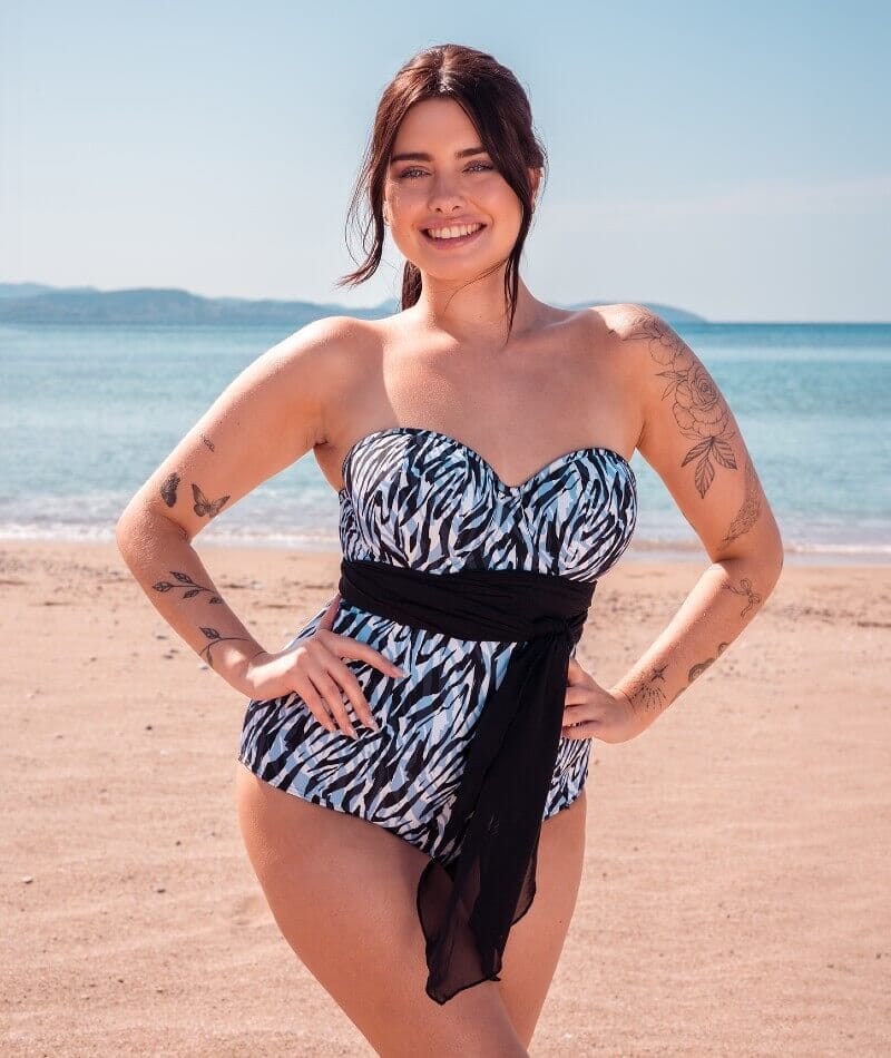 Curvy Kate Wrapsody Bandeau One Piece Swimsuit - Zebra Print - Image 6