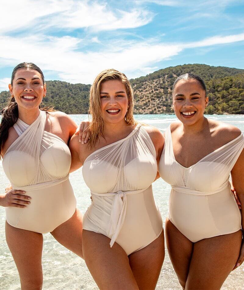 Curvy Kate Wrapsody Bandeau Swimsuit - Oyster - Image 13