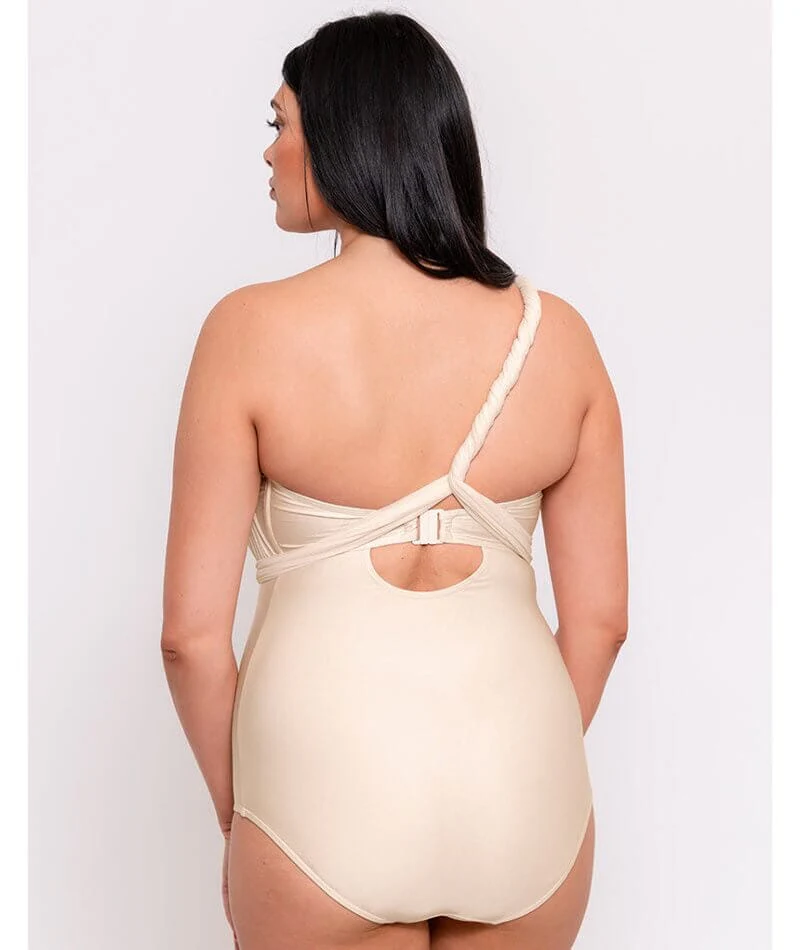 Curvy Kate Wrapsody Bandeau Swimsuit - Oyster - Image 2