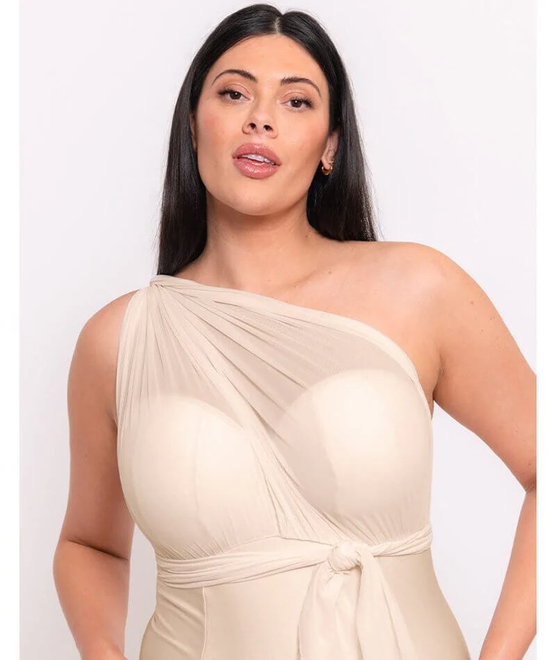Curvy Kate Wrapsody Bandeau Swimsuit - Oyster - Image 6