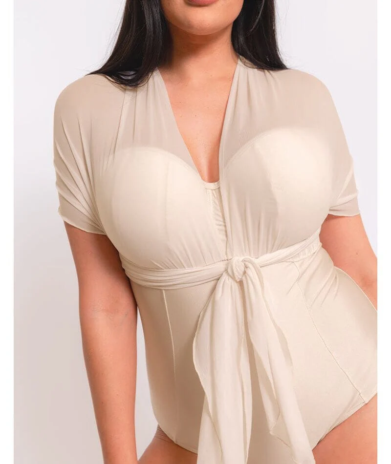 Curvy Kate Wrapsody Bandeau Swimsuit - Oyster - Image 8