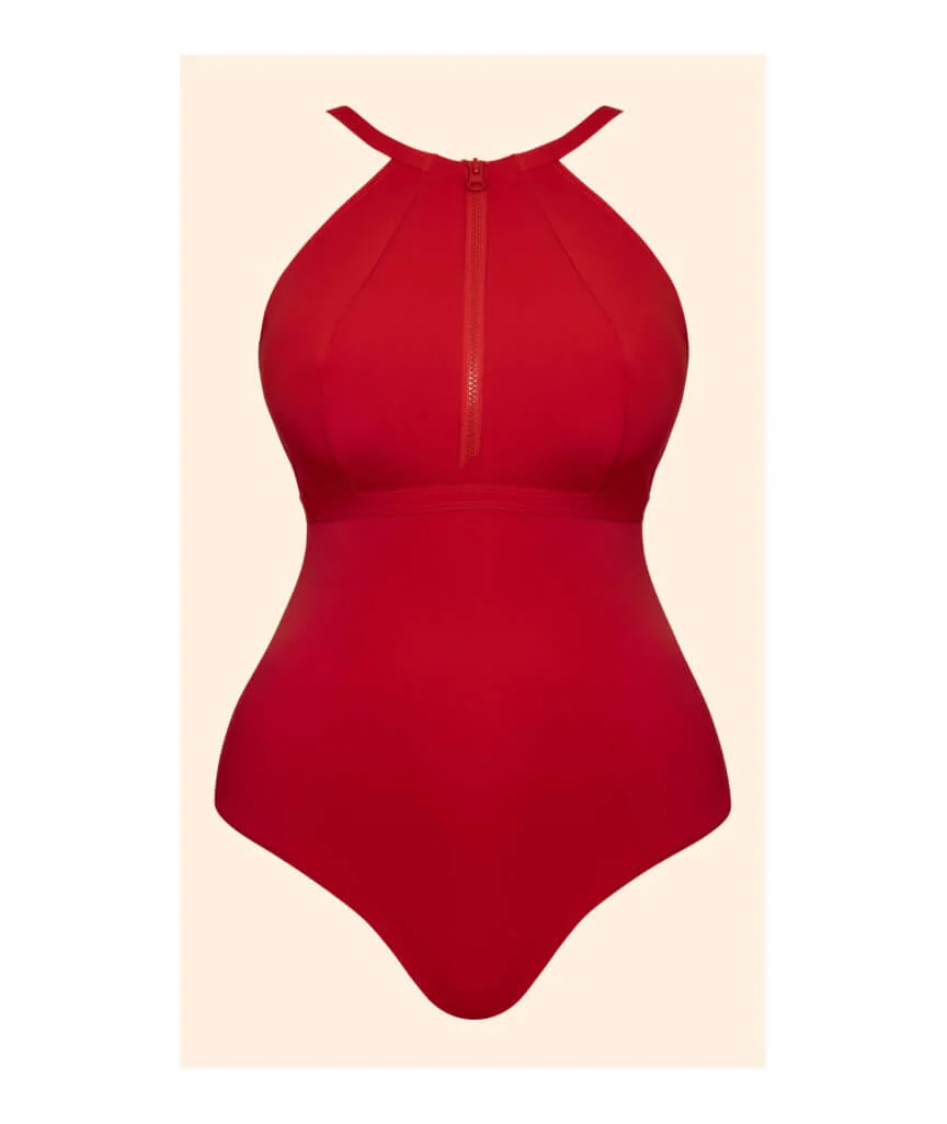 Curvy Kate Zip Tide Wire Free Multiway One Piece Swimsuit - Red - Image 11