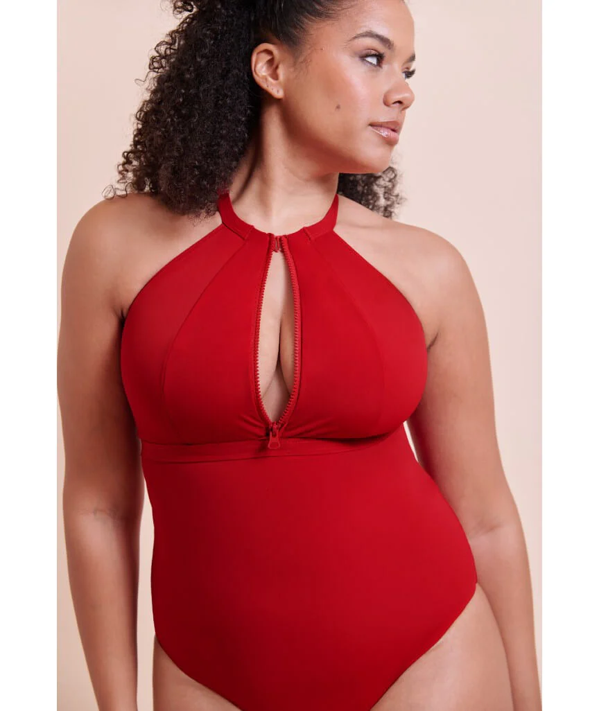Curvy Kate Zip Tide Wire Free Multiway One Piece Swimsuit - Red - Image 3