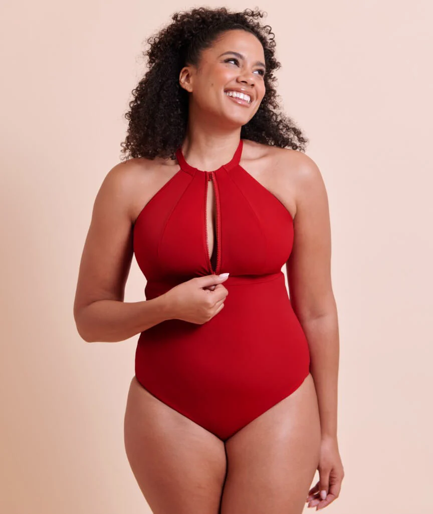 Curvy Kate Zip Tide Wire Free Multiway One Piece Swimsuit - Red - Image 6