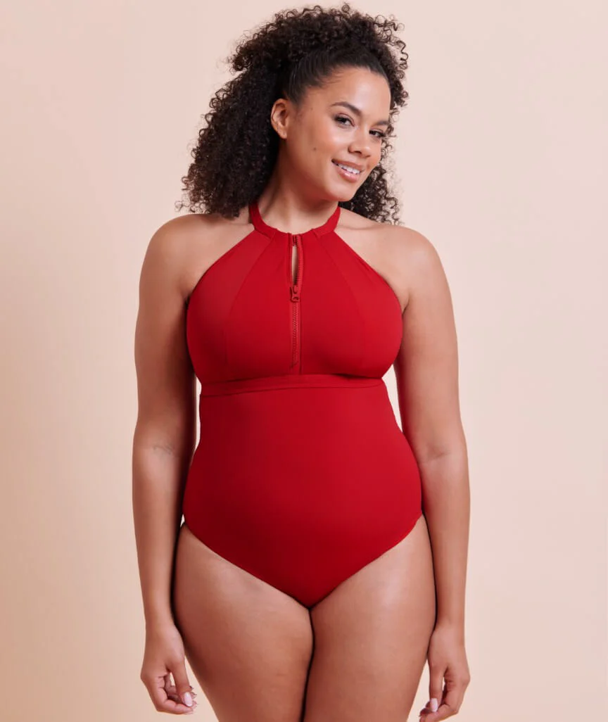 Curvy Kate Zip Tide Wire Free Multiway One Piece Swimsuit - Red - Image 7