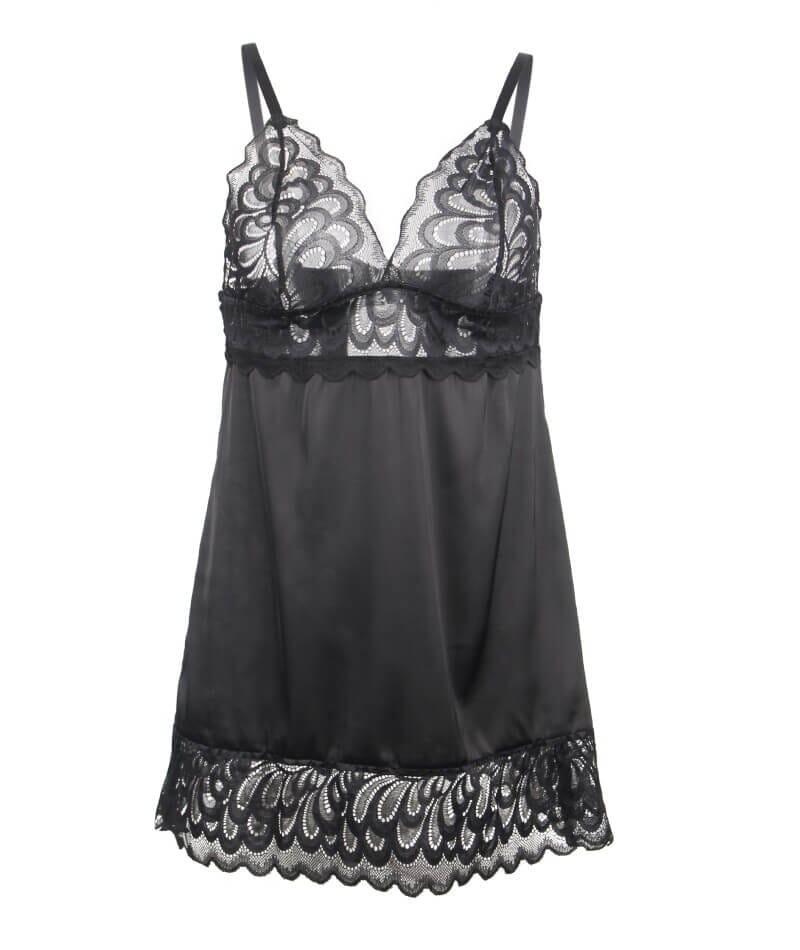 Curvy Lace Floral Babydoll - Black - Image 7