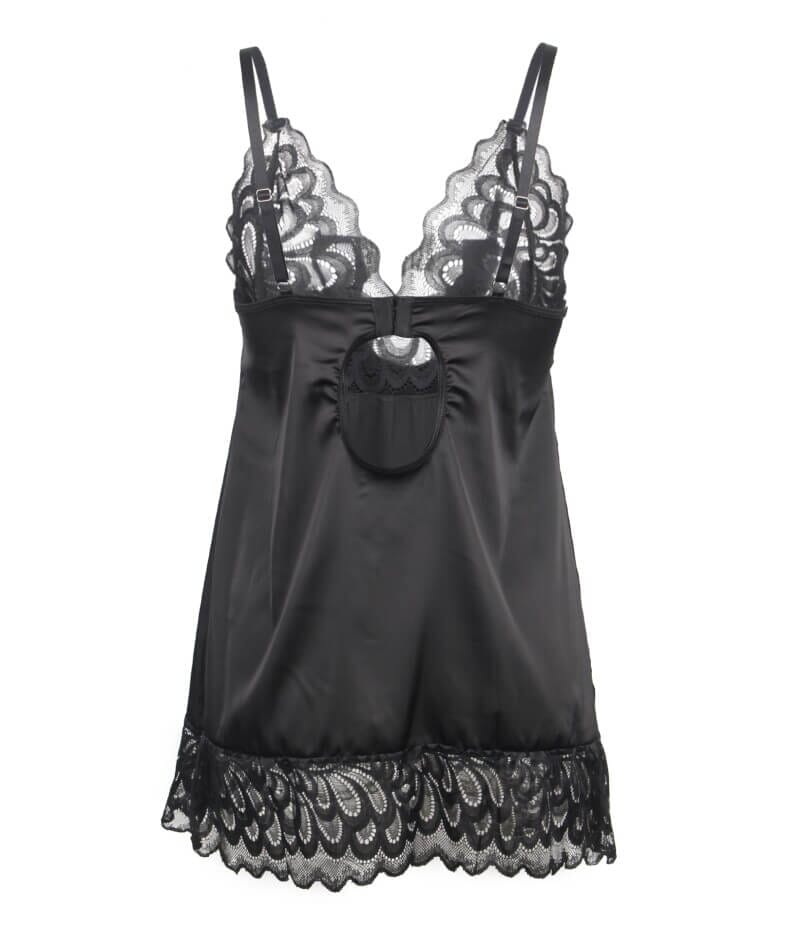 Curvy Lace Floral Babydoll - Black - Image 8
