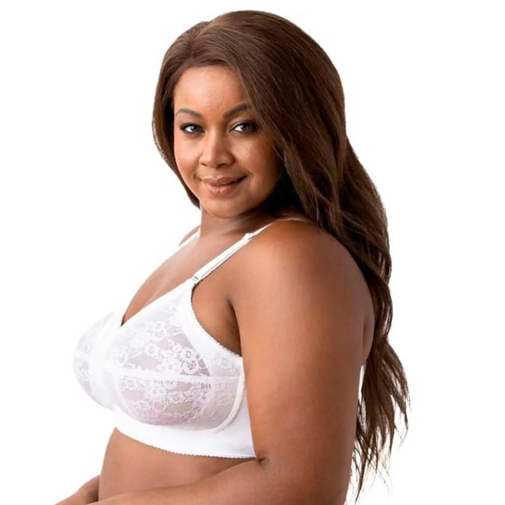 Elila Embroidered Lace Wire-Free Bra - White - Image 3