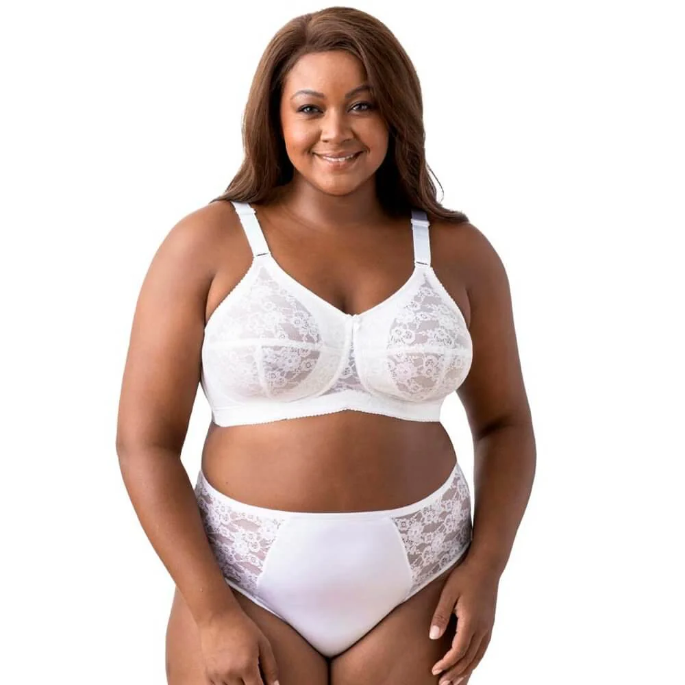 Elila Embroidered Lace Wire-Free Bra - White - Image 4