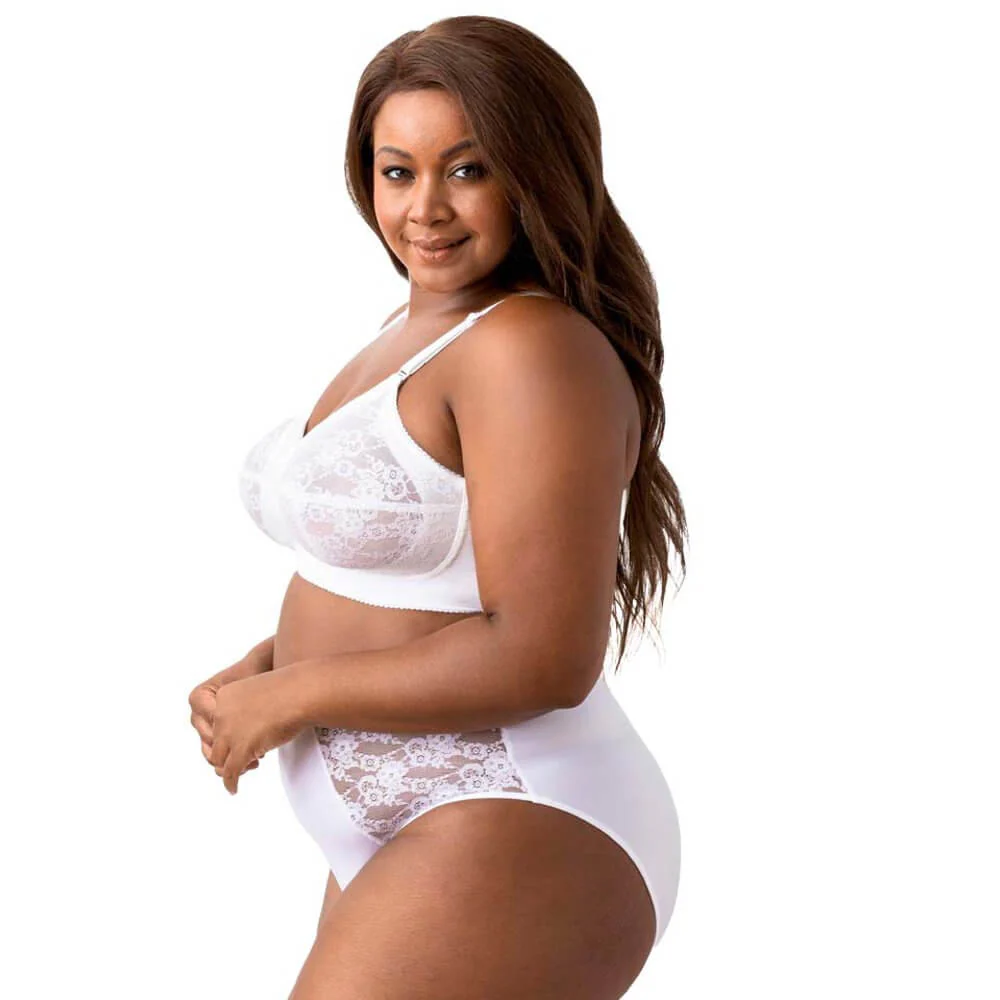 Elila Embroidered Lace Wire-Free Bra - White - Image 6