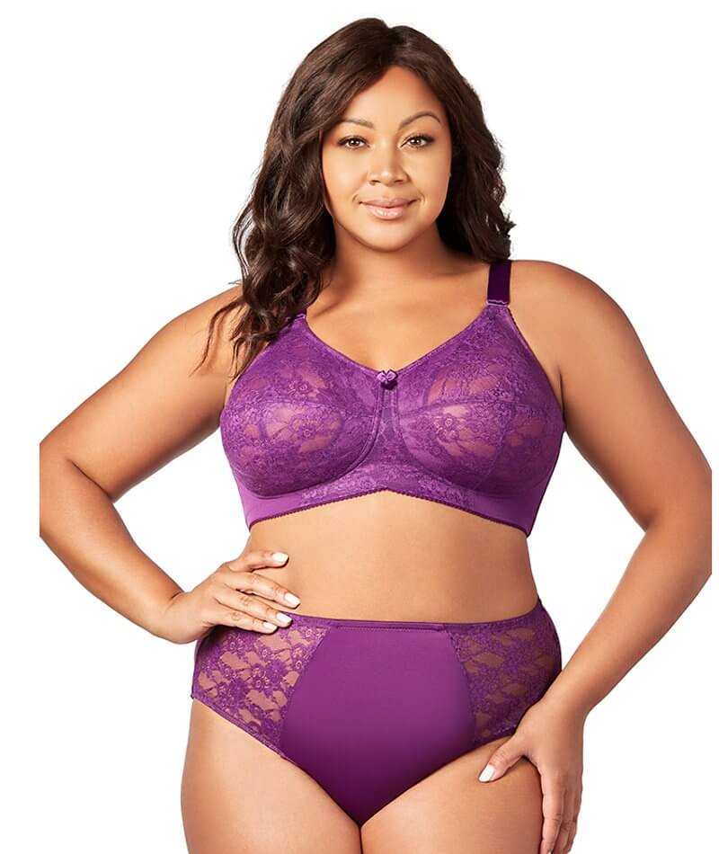 Elila Embroidered Lace Wire-Free Bra - Aubergine - Image 4